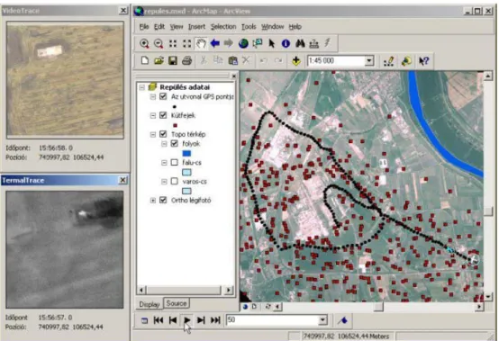 Fig. 2. Screen of the self-developed ArcGIS extension displaying video and thermal images 