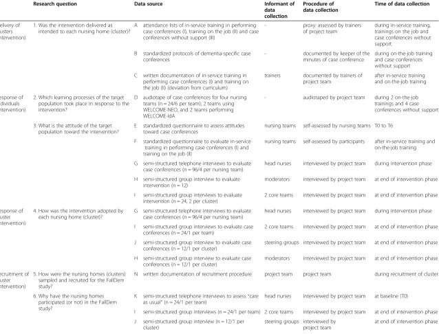 Table 3 Data collection for domains of intervention