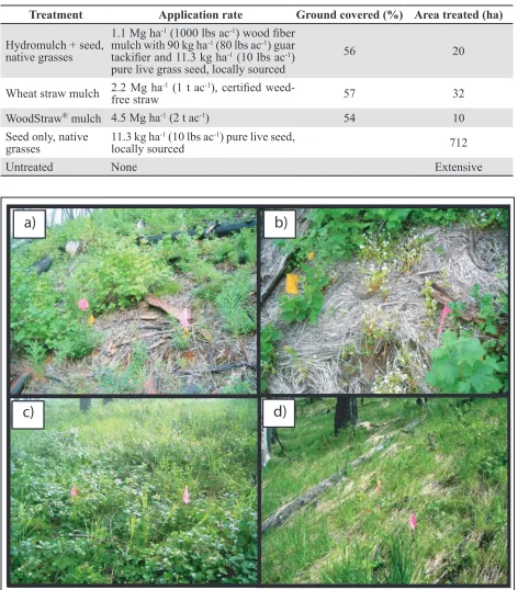 Table 1.  Mulch and seed treatments applied by helicopter in fall 2005 on the School Fire