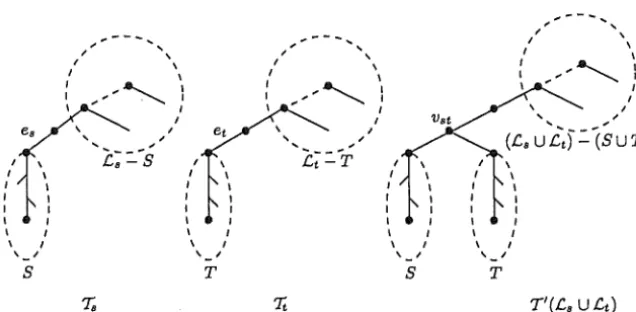 FIGURE 4. whose members lie below Ts The layout of a pair of overlapping components and 'It, The set S (resp
