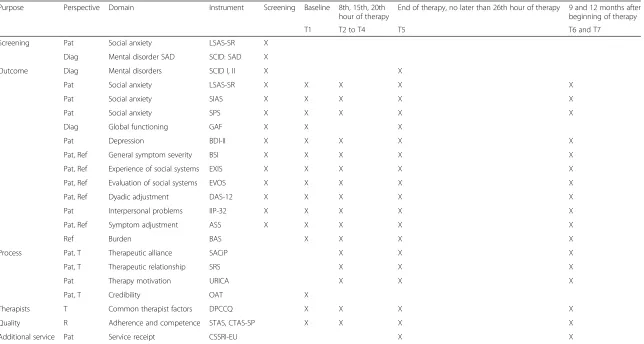 Table 1 Assessment measures and application plan