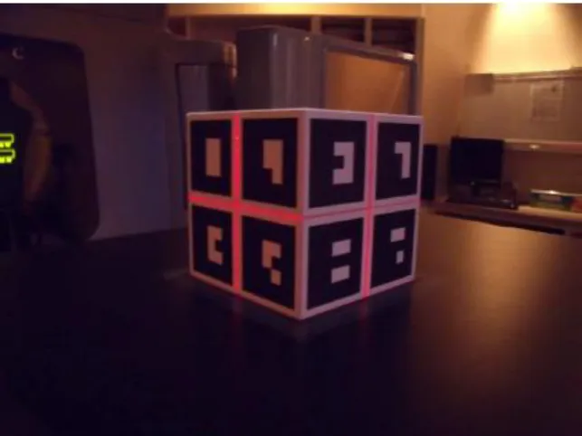 Figure 1.1. Registration cube lined up to the room laser [19]. 
