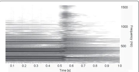 Figure 5 Spectrogram of the tone before and after key release.