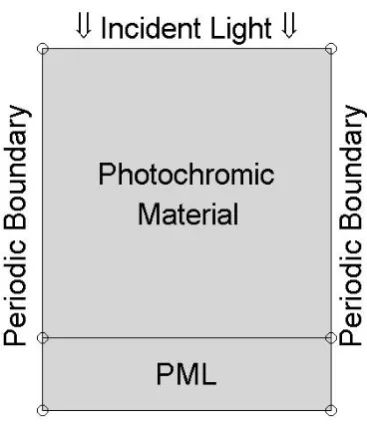 Figure 5.5 Schematic diagram showing the geometry and boundary conditions of the simulation of an 