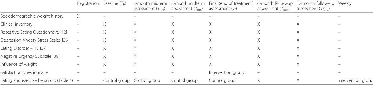 Table 3 Timeline for the self-report measures