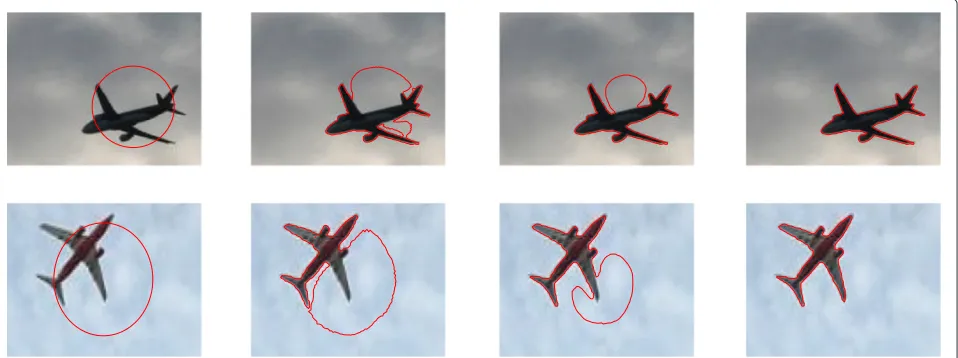 Figure 5 Evolving process and the ﬁnal results of our method with application to real-world color images