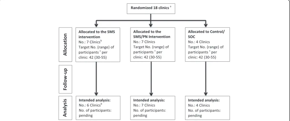 Fig. 1 Clinic allocation and participant enrollment. Notes:adjusted at the remaining SMS clinics