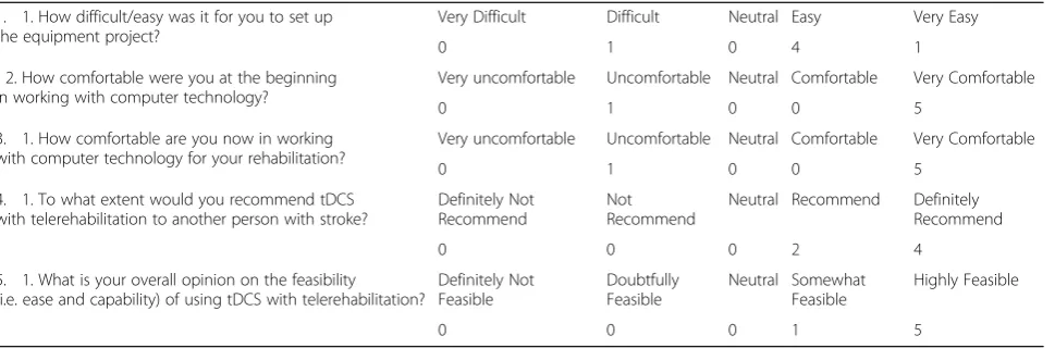 Table 3 Feasibility questionnaire: Summary of the participants’ responses