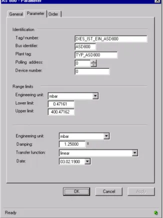Fig. 2: Display of the parameter file card: