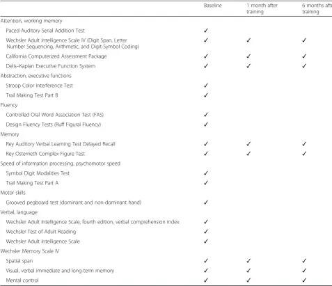 Table 2 Neuropsychological assessments (non-trained working memory tests)
