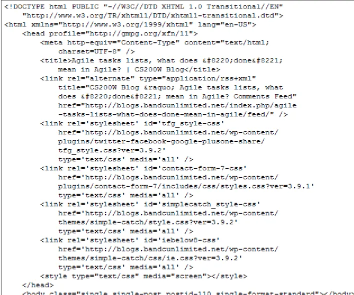 Figure 9: Sample WordPress HTML Header