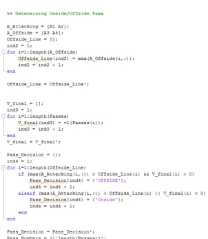 Figure 16. Code for determining player positions at relevant frames.   