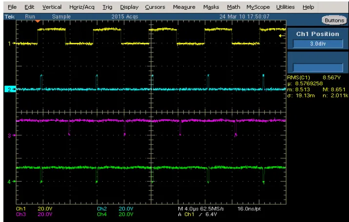 Figure 10. The 4 measured waveforms with VERR = 1 V.