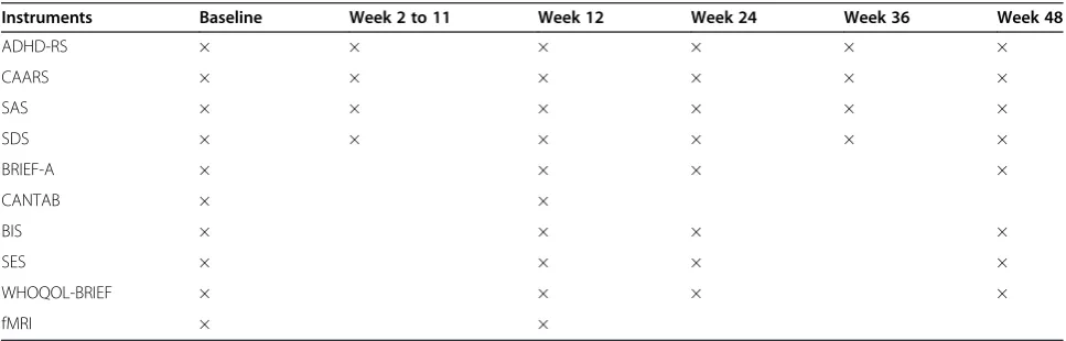Table 1 Instruments applied at different time points