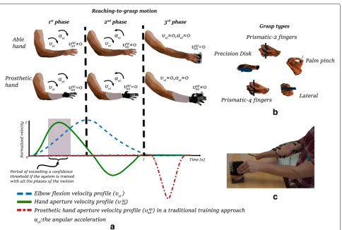 Fig. 1a). This makes unnatural the actuation of a pros-thetic hand, lacking the natural arm-hand coordination