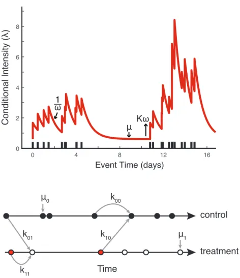 Figure 2.1: Self-exciting point-process models capture the dynamics of gang violent crime events