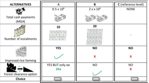 Fig. 2. Example of choice card in the WTP format.