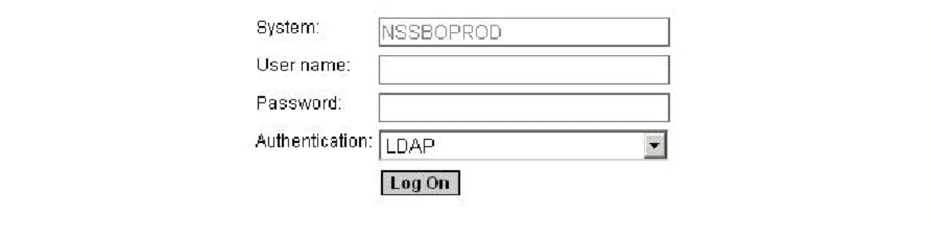 Figure 7 – Log on for the Production version of BOXI. 