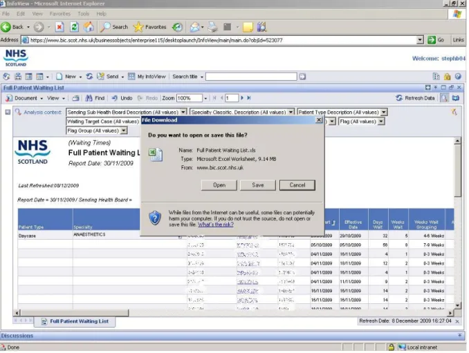 Figure 20 – Prompt for destination when saving a report 