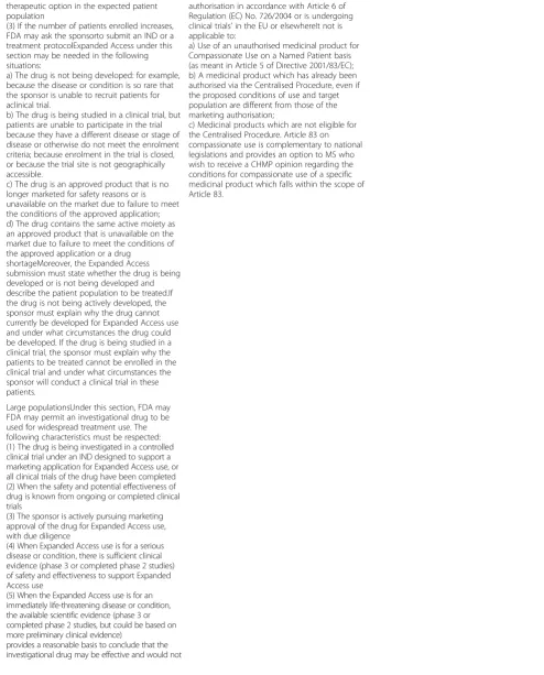 Table 1 Expanded Access Programme: comparison of definition (Continued)