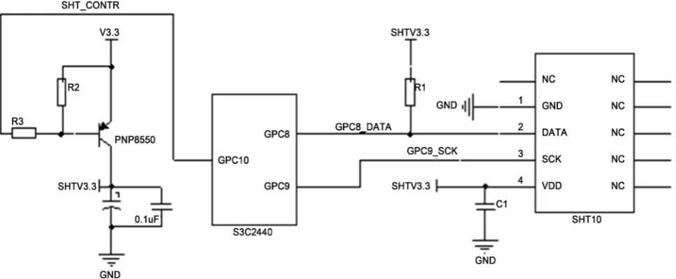 Figure 2. Human comfort meter temperature and humidity acquisition circuit.  