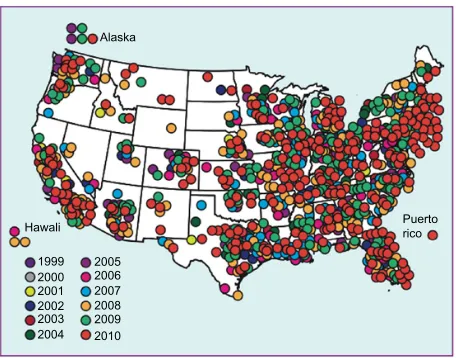 Figure 1 da vinci surgical systems installed in the US, 1999–2010.1Note: Reproduced from Ahmed K, Abboudi H, Guru KA, Khan MS, Dasgupta P