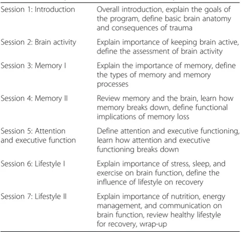 Table 3 Summary of education intervention by session
