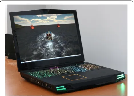 Fig. 2 Screenshot of the speed boat game viewed on laptop