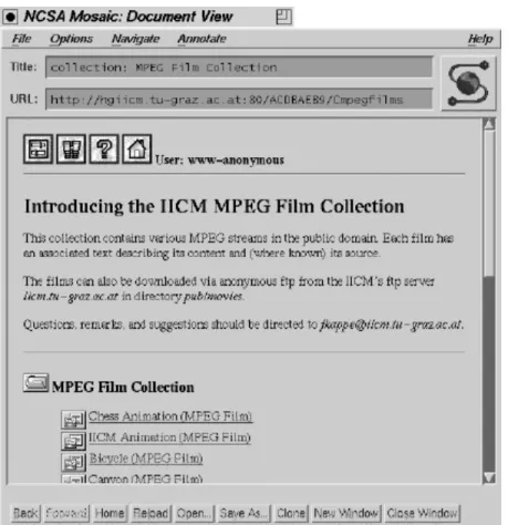Figure 4.9: Collection list (displayed with Mosaic)