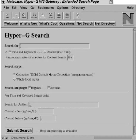 Figure 4.12: Extended search form (displayed with Netscape)