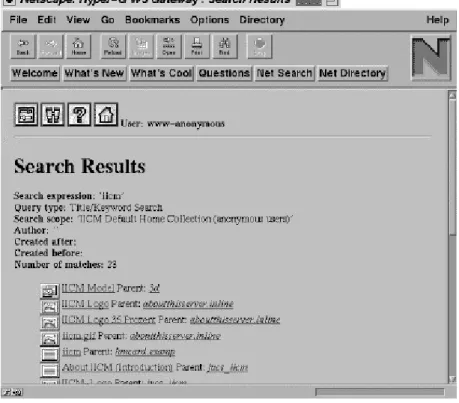 Figure 4.13: Result of a Title/Keyword Search (displayed with Netscape)