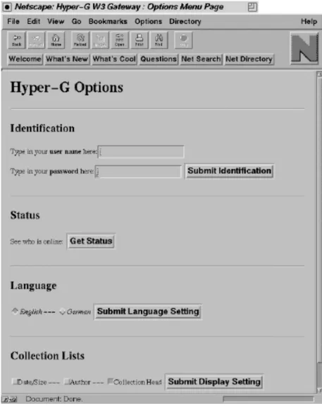 Figure 4.14: Options (displayed with Netscape)