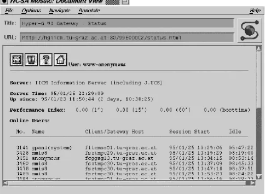 Figure 4.15: Status page (displayed with Mosaic)