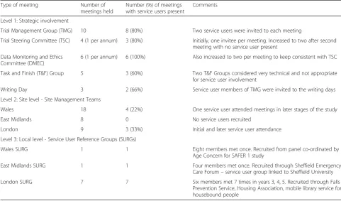 Table 1 Participation in involvement structures in SAFER 2