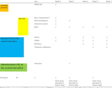 Table 1 Schedule for the assessments