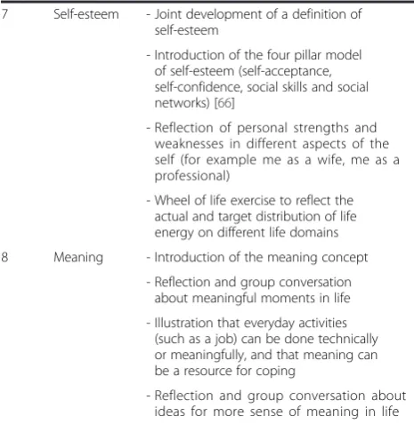 Table 1 Overview of the STEpS group program (Continued)