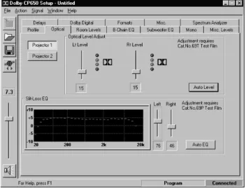 Figure 2-6 Setup Optical Tab 