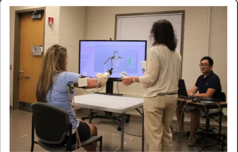 Fig. 2 Subject training with system in virtual reality