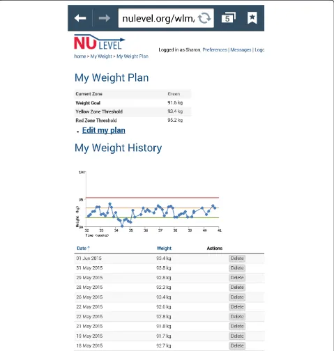 Fig. 2 Screenshot of the NULevel mobile web interface