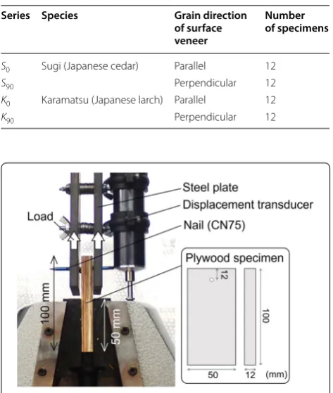 Fig. 2 Plywood specimen and experimental setup