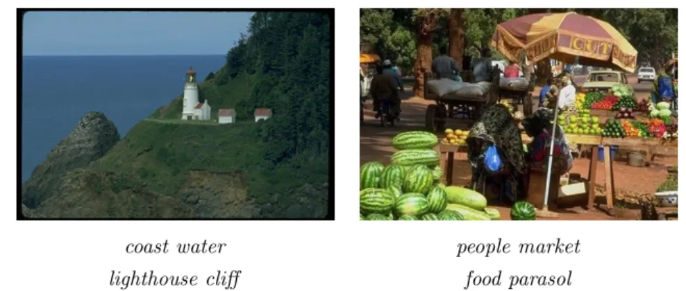 Figure 4.3. Examples of Corel pictures along with the associated captions.