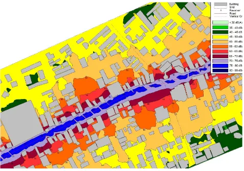 Figure 4. Noise map along the entire stretch of Batel Avenue and Marshal Deodoro Avenue