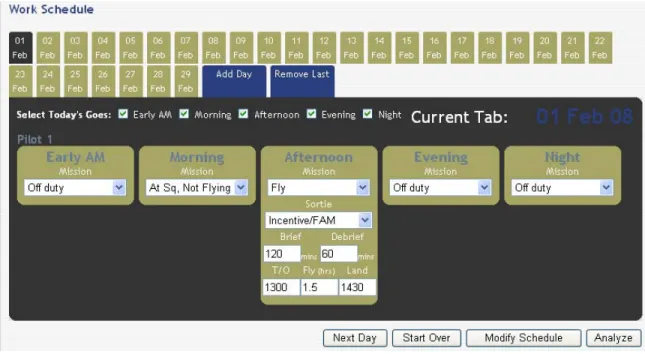 Figure 5.   FlyAwake Work Schedule Builder Screenshot 