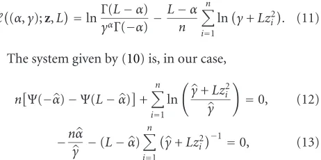 Figure 3: Log-likelihood function of a sample of sizeG n = 9 of the0A(−8, γ∗,3) law.