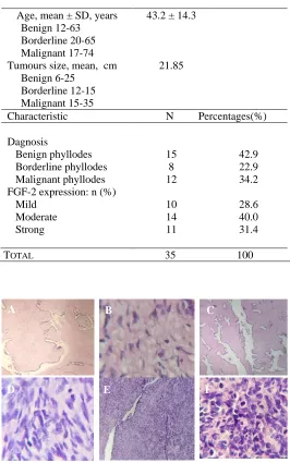 Table 1. Characteristic of phyllodes patients  