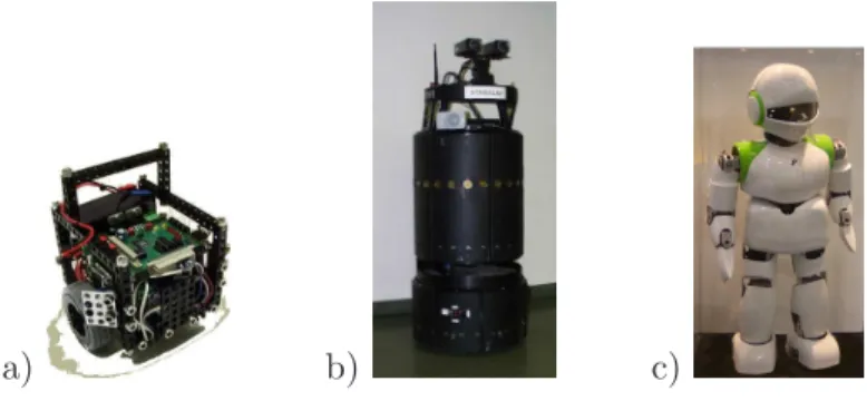 Figure 2.1: Different categories of autonomous mobile robots: A Tetrixx robot, the B21 platform and the Pino