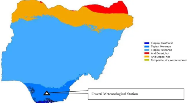 Figure 1. Koppen-Geiger climate classification map for Nigeria. Source: Beck, H. E., et al