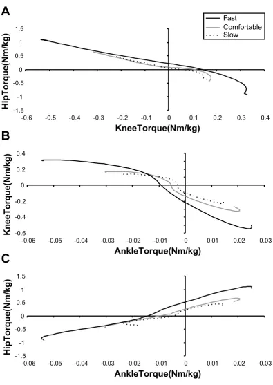 Figure 3Hip, knee and ankle torque/torque plotsHip, knee and ankle torque/torque plots