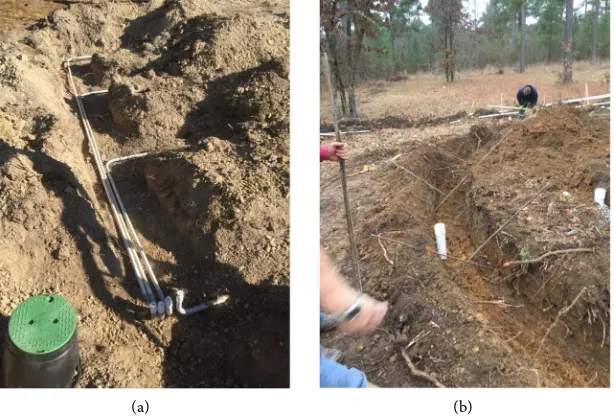 Figure 3. Image of the flush sweeps installed at Site A (a). Flush sweeps allow for mound disposal areas
